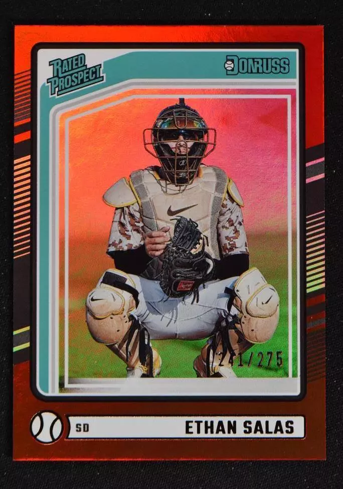 Topps Panini Card Tarjeta Cromo Barajita Ethan Salas - 2024 Donruss PROSPECT / PRE ROOKIE *PARALELA ROJA NUMERADA DE 255*  preventa