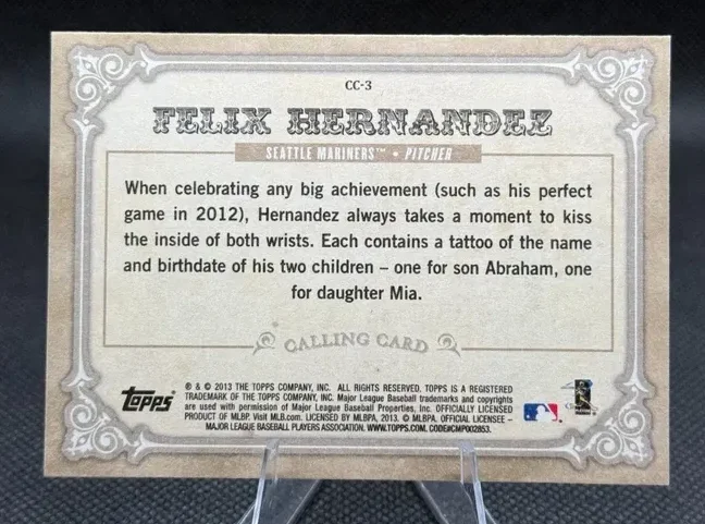 Topps Panini Card Tarjeta Cromo Barajita Felix Hernandez Topps 2013 Calling Card Seattle Mariners