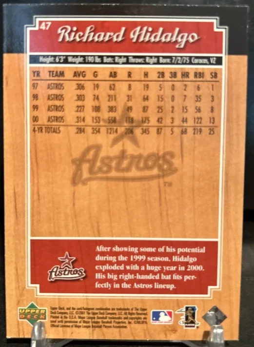 Topps Panini Card Tarjeta Cromo Barajita Richard Hidalgo Upper Deck 2001 Astros Legends