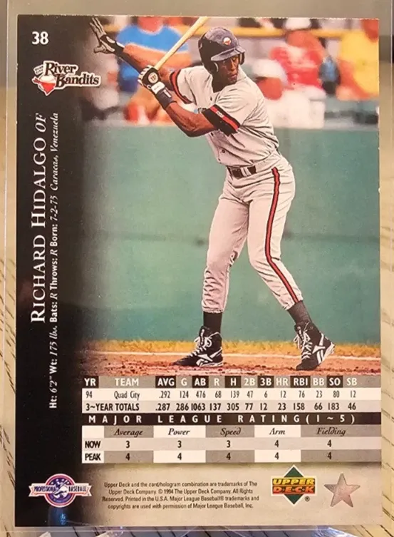 Topps Panini Card Tarjeta Cromo Barajita Richard Hidalgo Upper Deck Liga Menor Pre Rookiecard RC 1994 Minor League
