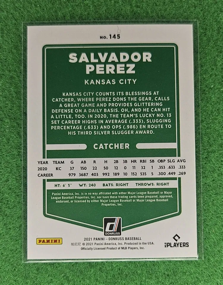 Topps Panini Card Tarjeta Cromo Barajita Salvador Perez Panini 2021 Donruss Holo Pink