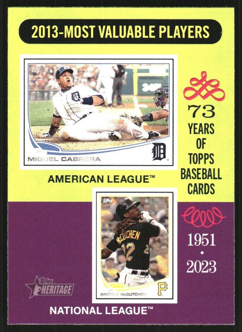 Topps Panini Card Tarjeta Cromo Barajita Miguel Cabrera / Andew McCutchen Topps Heritage 2024 *MVPs del 2013* - **