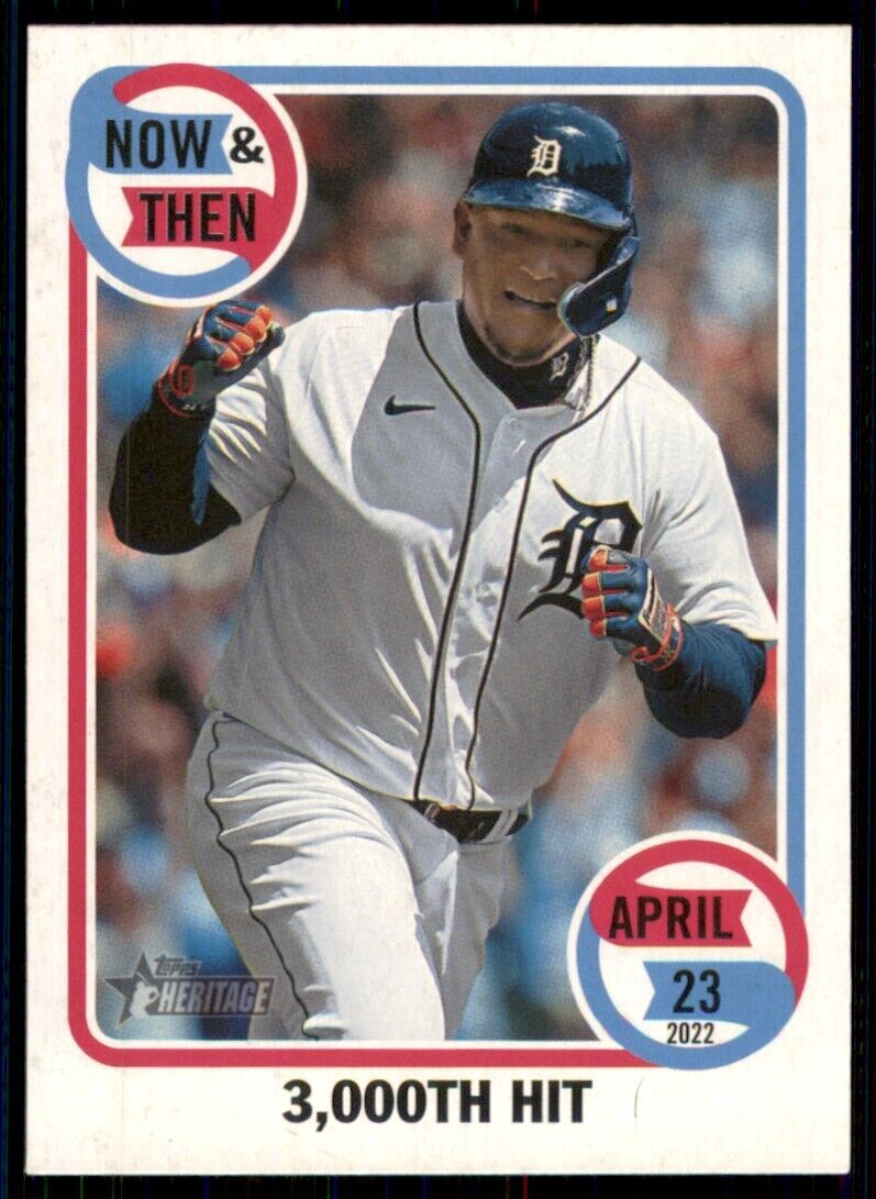 Topps Panini Card Tarjeta Cromo Barajita Miguel Cabrera Topps Heritage 2023 High Numbers Now & Then (logra 3000 hits)