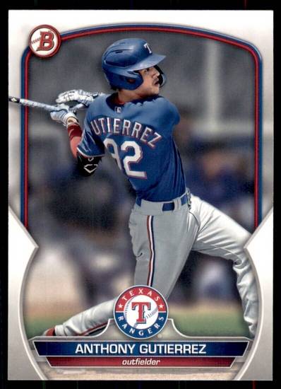Topps Panini Card Tarjeta Cromo Barajita Anthony Gutierrez Bowman 2023