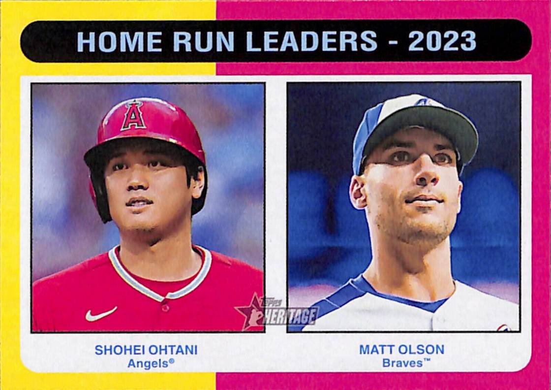 Topps Panini Card Tarjeta Cromo Barajita Shohei Ohtani / Matt Olson - *2024* Topps Heritage *Líderes en Jonrones* - **