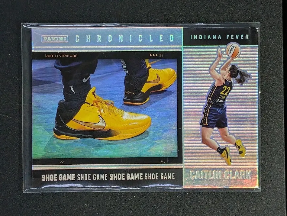 Topps Panini Card Tarjeta Cromo Barajita 2025 Panini Caitlin Clark Chronicled - Shoe Game Caitlin Clark #76 Holo Panini 2025 Refractor Chronicled Shoe Game Caitlin Holo/Refractor