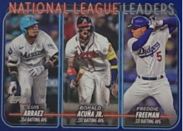 Topps Panini Card Tarjeta Cromo Barajita Ronald Acuña Jr. / Luis Arraez / Freedie Freeman Topps Series One 2024
