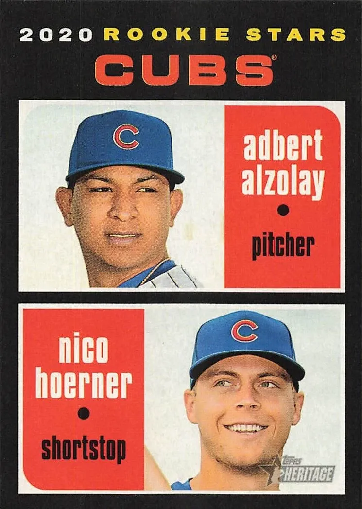 Topps Panini Card Tarjeta Cromo Barajita Adbert Alzolay / Nico Hoerner Topps 2020 Rookie Card RC Heritage Rookie Stars Cubs