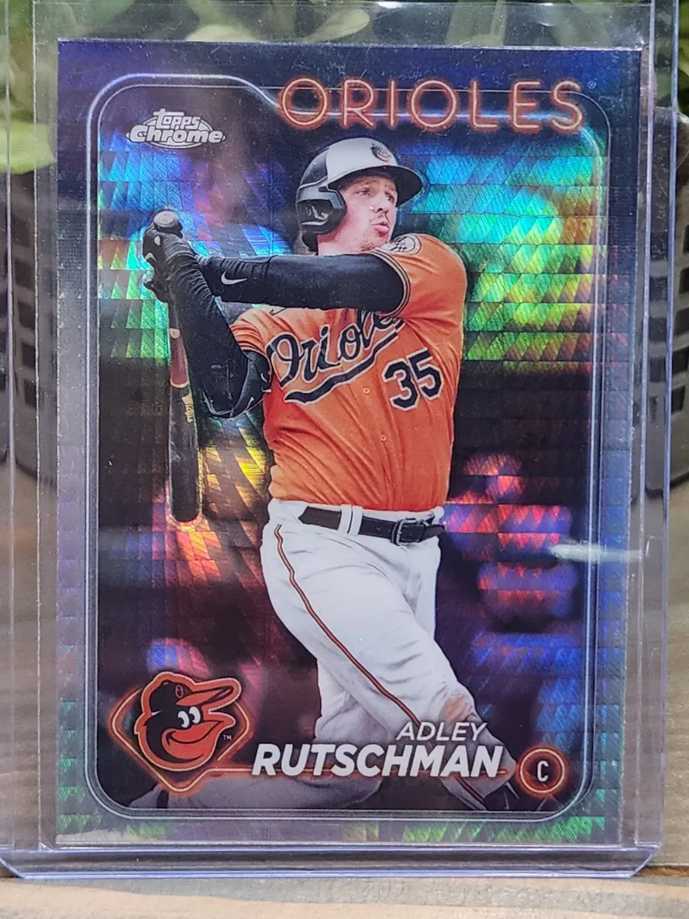 Topps Panini Card Tarjeta Cromo Barajita Adley Rutschman Topps 2024 Chrome Refractor Prism Xrefractor