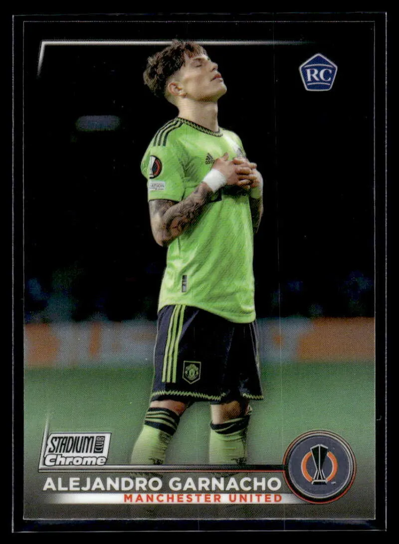 Topps Panini Card Tarjeta Cromo Barajita Alejandro Garnacho Topps 2022-2023 Chrome Rookie Card RC Stadium Club Uefa Soccer
