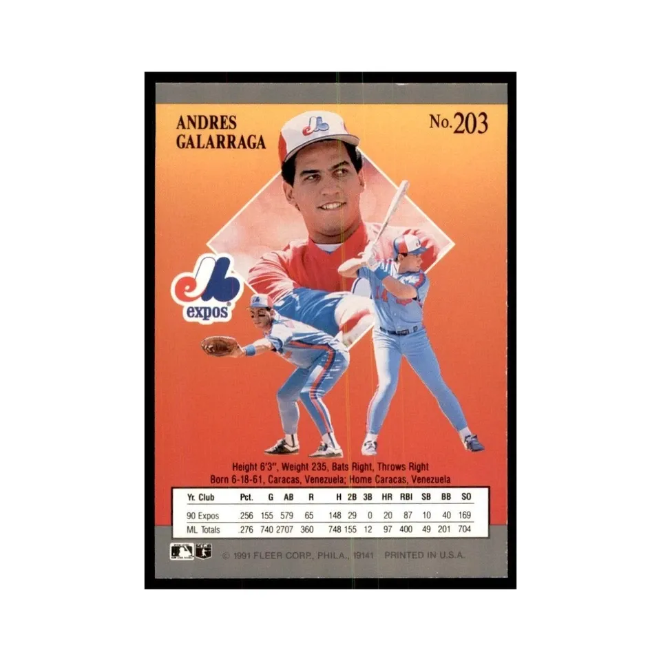 Topps Panini Card Tarjeta Cromo Barajita Andres Galarraga Fleer Ultra Fleer 1991