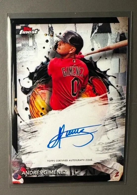 Topps Panini Card Tarjeta Cromo Barajita Andres Gimenez Topps 2024 Firma Certificada Finest