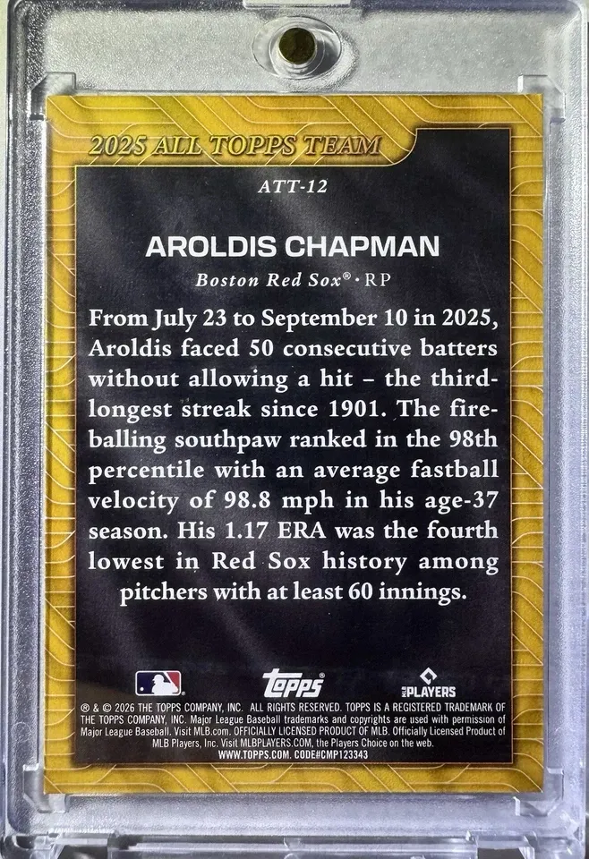 Topps Panini Card Tarjeta Cromo Barajita Aroldis Chapman Topps 2026 Topps All Star Team