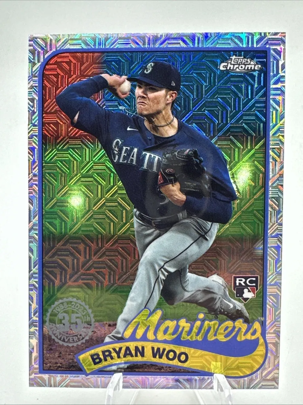 Topps Panini Card Tarjeta Cromo Barajita Bryan Woo Topps 2024 Chrome Cromo Rookie Card RC Silver Pack
