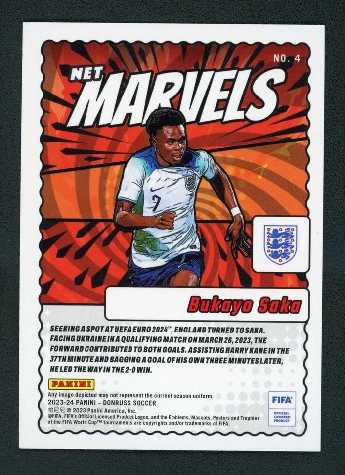 Topps Panini Card Tarjeta Cromo Barajita Bukayo Soka Donruss 2023-2024 Net Marvels (Futbol)