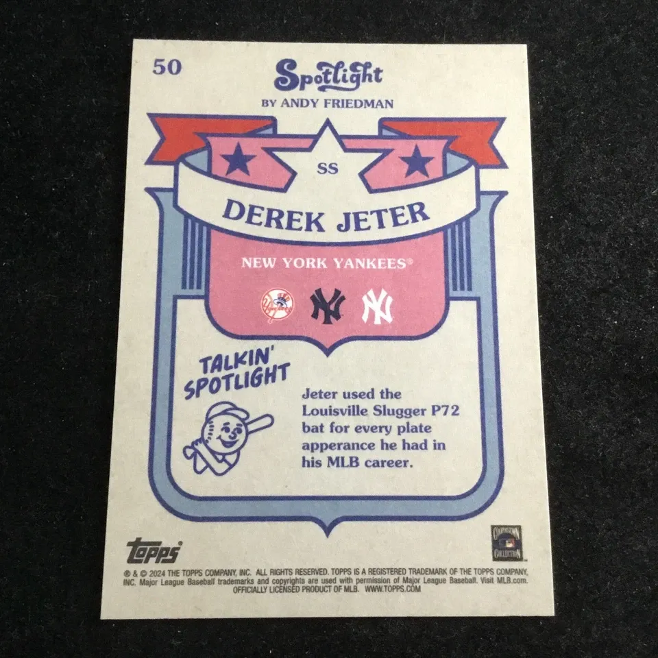 Topps Panini Card Tarjeta Cromo Barajita Derek Jeter Topps 2024 Spotlight By Andy Friedman Pintura Sobre Su Rookie Card