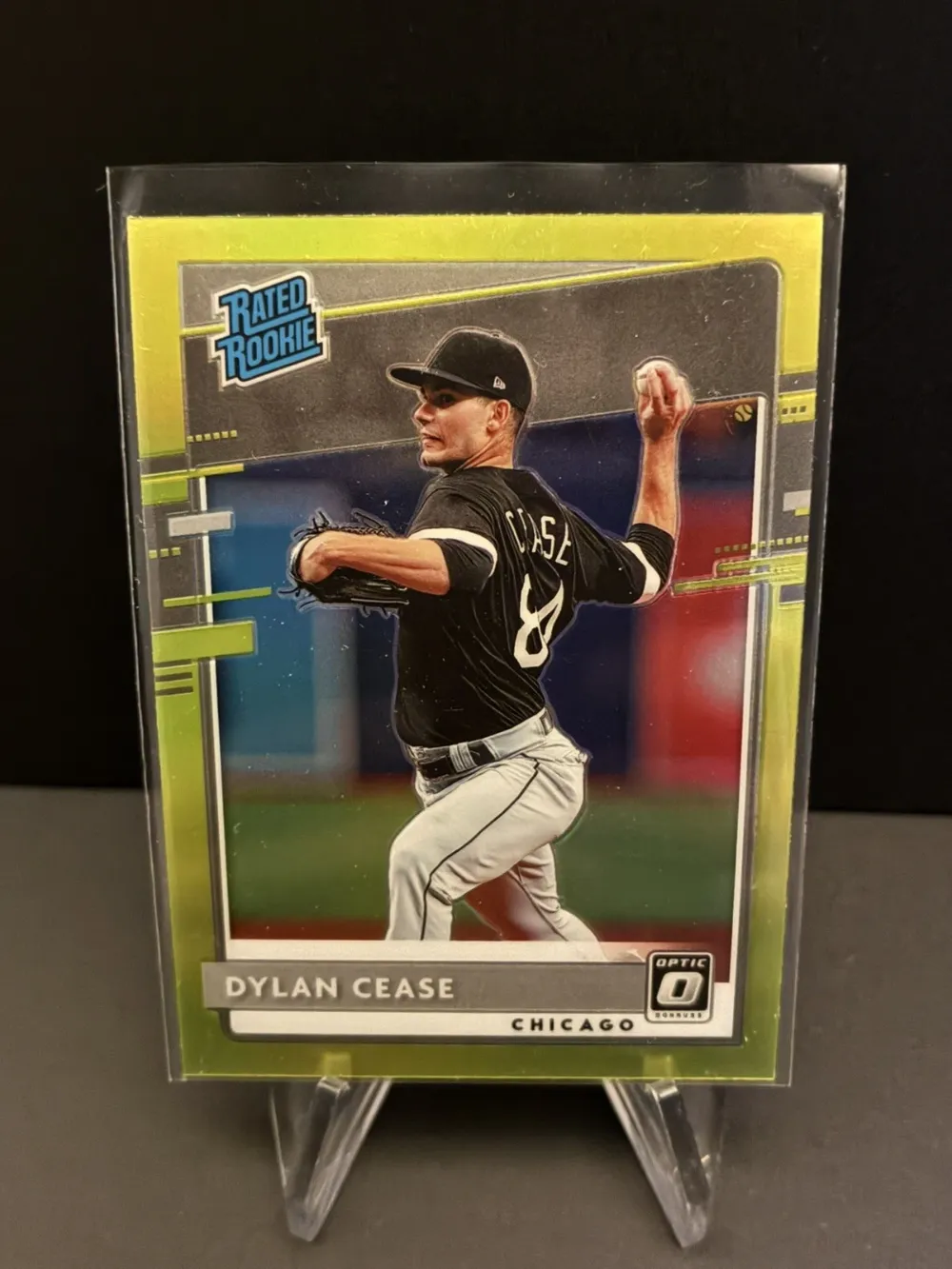 Topps Panini Card Tarjeta Cromo Barajita Dylan Cease 2020 Cromo Paralela Pre Rookiecard RC Optic Baseball Parelela Yellow Rated Rookie