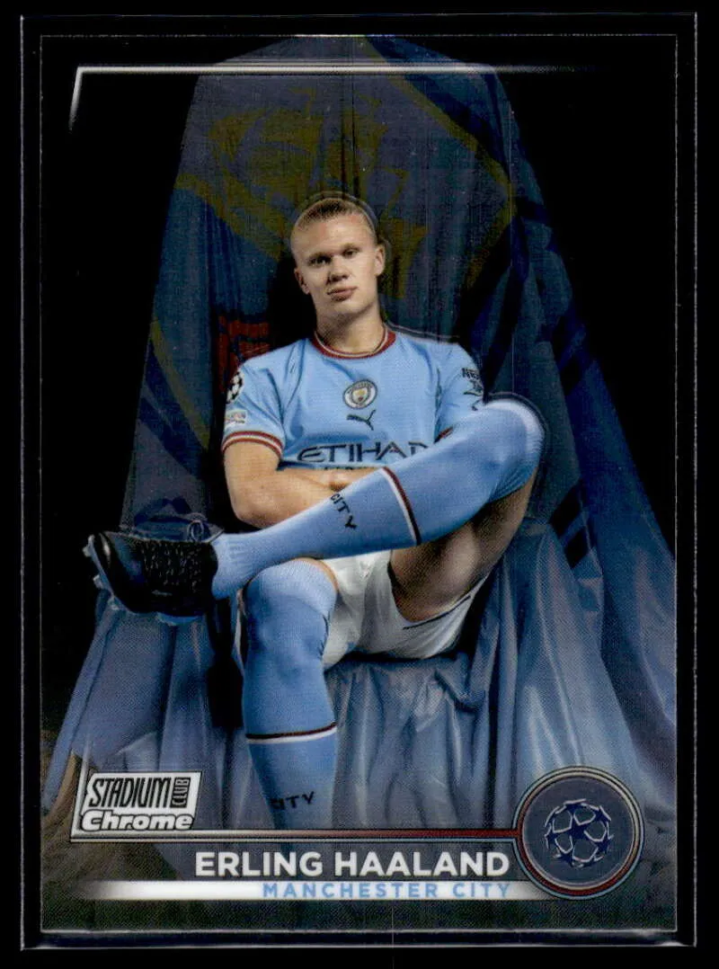 Topps Panini Card Tarjeta Cromo Barajita Erling Haaland Topps 2022-2023 Chrome Stadium Club Uefa Soccer (Futbol)
