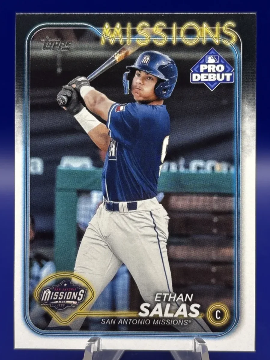 Topps Panini Card Tarjeta Cromo Barajita Ethan Salas Topps 2024 Pro Debut Liga Menor Pre Rookie Card RC San Antonio Missions