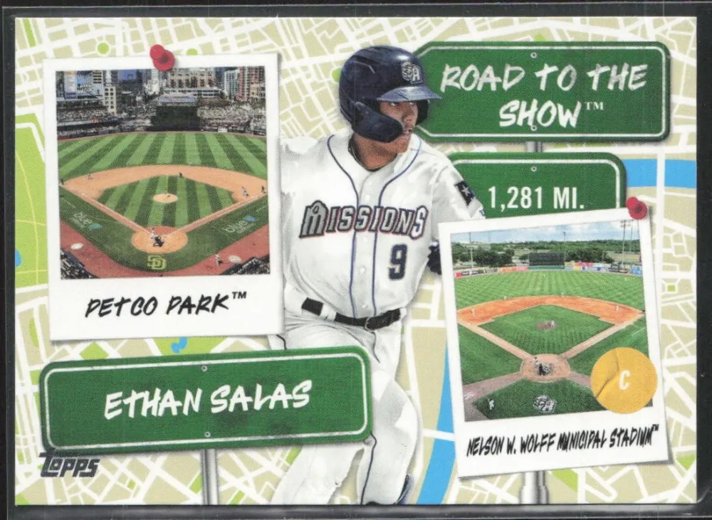 Topps Panini Card Tarjeta Cromo Barajita Ethan Salas Topps 2024 Pro Debut Road To The Show Liga Menor Pre Rookie Card RC San Antonio Missions
