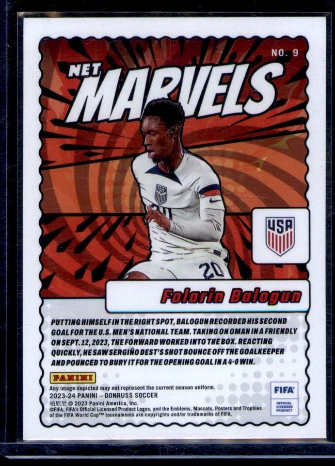 Topps Panini Card Tarjeta Cromo Barajita Folarin Balogun Donruss 2023-2024 Net Marvels (Futbol)