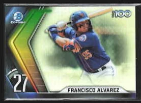 Topps Panini Card Tarjeta Cromo Barajita Francisco Alvarez Bowman 2022 Scouts top 100 prospecto 27 de MLB