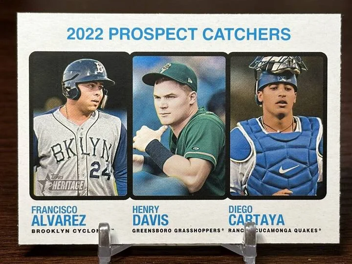 Topps Panini Card Tarjeta Cromo Barajita Francisco Alvarez / Diego Cartaya Topps Heritage 2022 prospect catchers Liga Menor