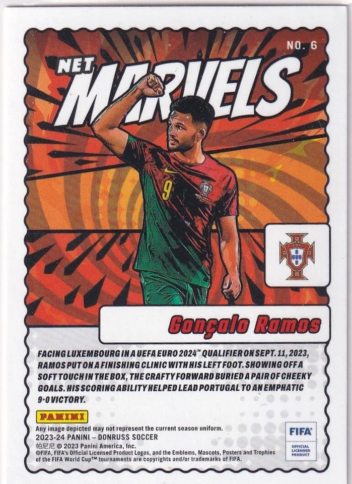 Topps Panini Card Tarjeta Cromo Barajita Goncalo Ramos Donruss 2023-2024 Net Marvels (Futbol)
