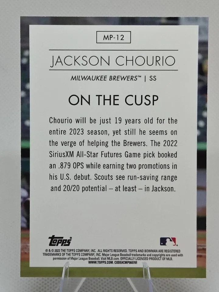 Topps Panini Card Tarjeta Cromo Barajita Jackson Chourio Bowman 2023 Presents Modern Prospects On The Cusp