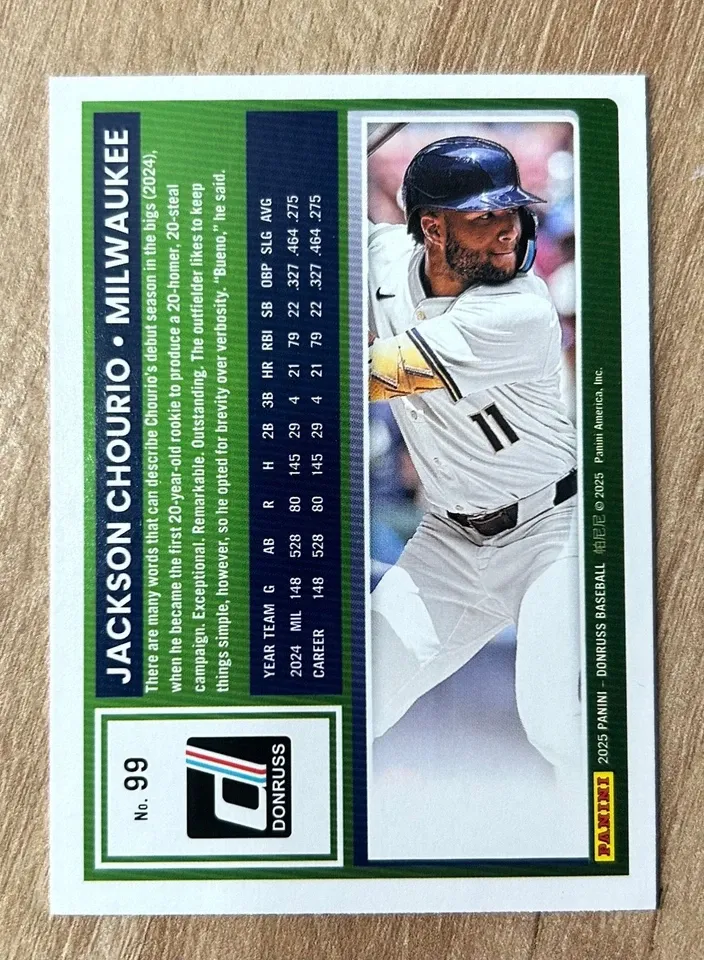 Topps Panini Card Tarjeta Cromo Barajita Jackson Chourio Panini 2025 Donruss