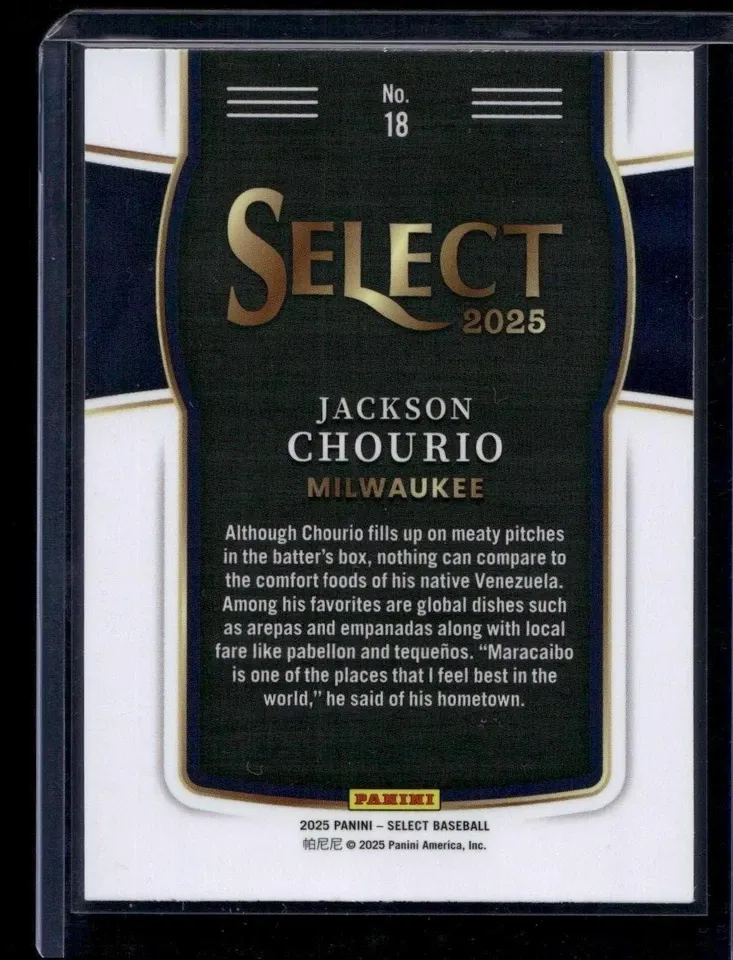 Topps Panini Card Tarjeta Cromo Barajita Jackson Chourio Panini 2025 Panini Select Global Icons Venezuela