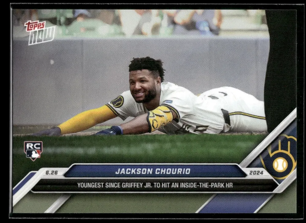 Topps Panini Card Tarjeta Cromo Barajita Jackson Chourio Topps 2024 Rookie Card RC Now - El Más Joven En Dar Un Jonrón Dentro Del Parque Desde Ken Griffey Jr.