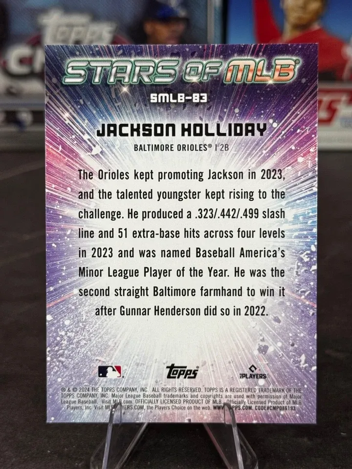 Topps Panini Card Tarjeta Cromo Barajita Jackson Holliday Topps 2024 Series Update Rookie Card RC Stars Of Mlb
