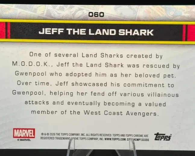 Topps Panini Card Tarjeta Cromo Barajita Jeff The Shark Topps 2026 Chrome Marvel Comics