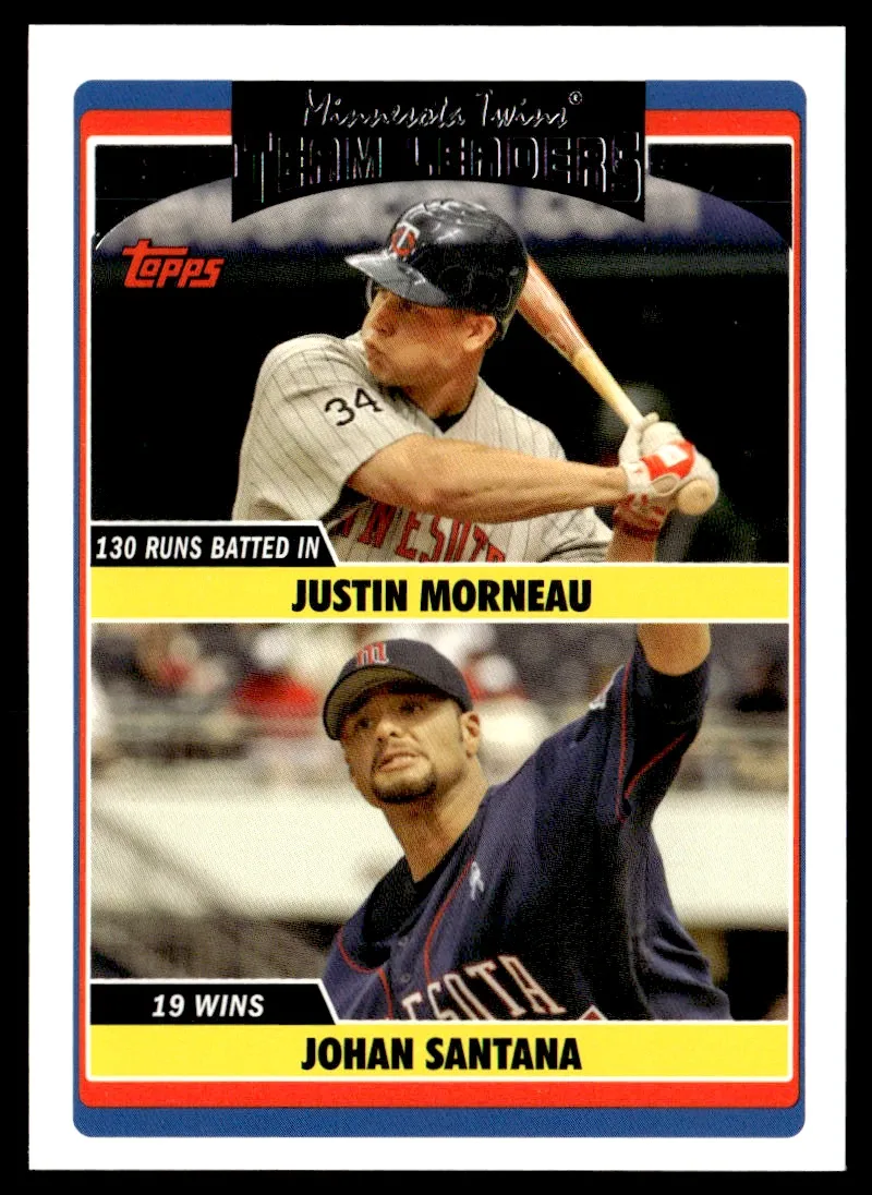 Topps Panini Card Tarjeta Cromo Barajita Johan Santana / Justin Morneau Topps 2006 Update Highlights Team Leaders