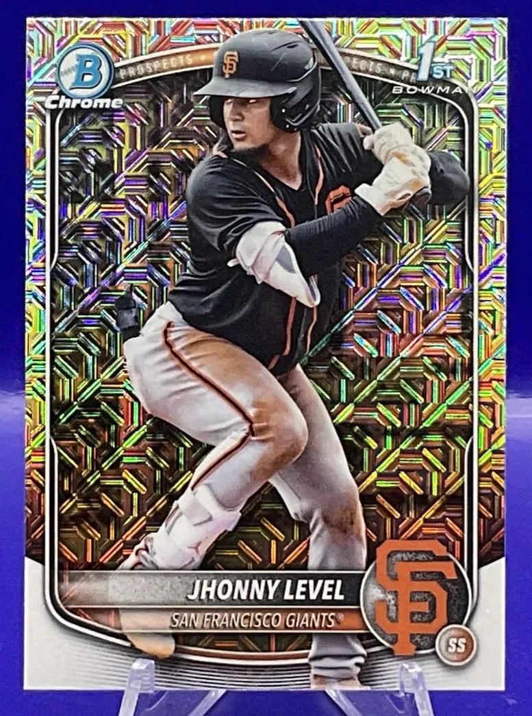 Topps Panini Card Tarjeta Cromo Barajita Johnny Level Bowman 2025 1st Bowman Chrome Refractor Mojo Refractor (top 100 Prospecto Mlb De Venezuela)