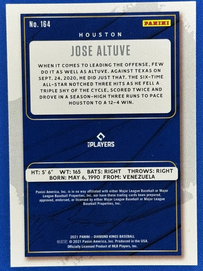Topps Panini Card Tarjeta Cromo Barajita Jose Altuve Diamond Kings 2021 Blue Artists Proof