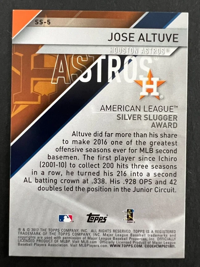Topps Panini Card Tarjeta Cromo Barajita Jose Altuve Topps 2017 Silver Slugger Awards Short Print