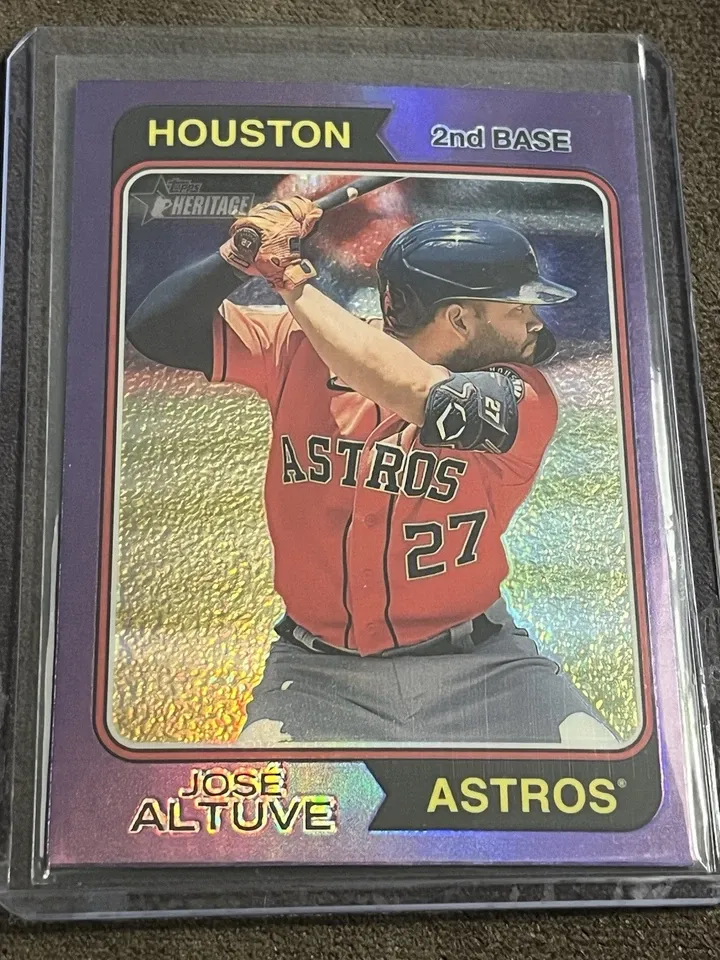 Topps Panini Card Tarjeta Cromo Barajita Jose Altuve Topps 2023 Chrome Refractor Heritage Paralela Purple