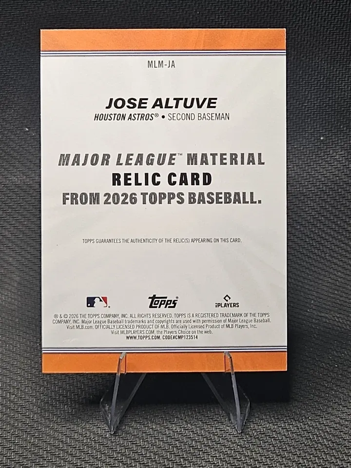 Topps Panini Card Tarjeta Cromo Barajita Jose Altuve Topps 2026 Series Patch One Major League Material Pedazo Bate