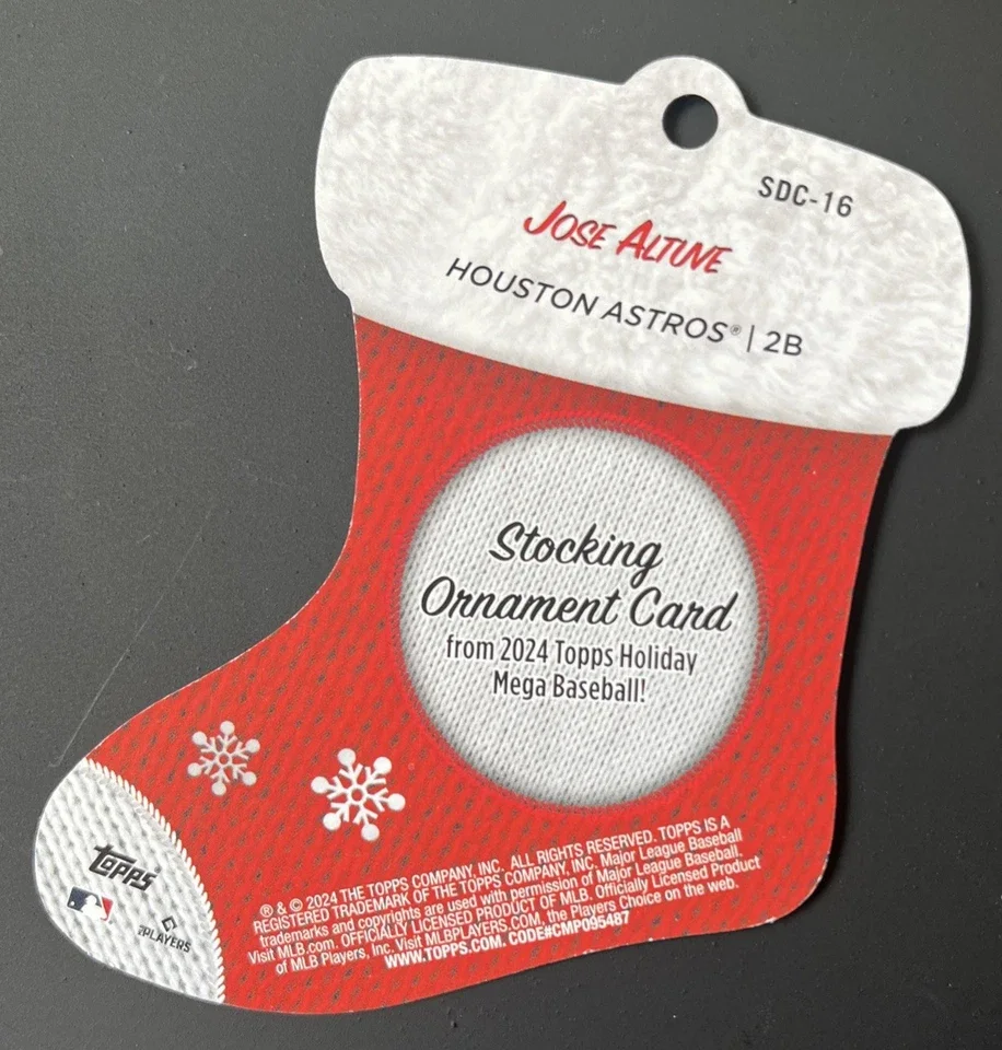 Topps Panini Card Tarjeta Cromo Barajita Jose Altuve Topps Holiday 2024 Stocking Die Cut Ornament