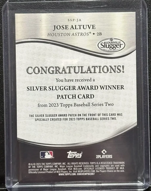 Topps Panini Card Tarjeta Cromo Barajita JOSE ALTUVE Topps Series 2 Silver Slugger Award Winner numerada de /299
