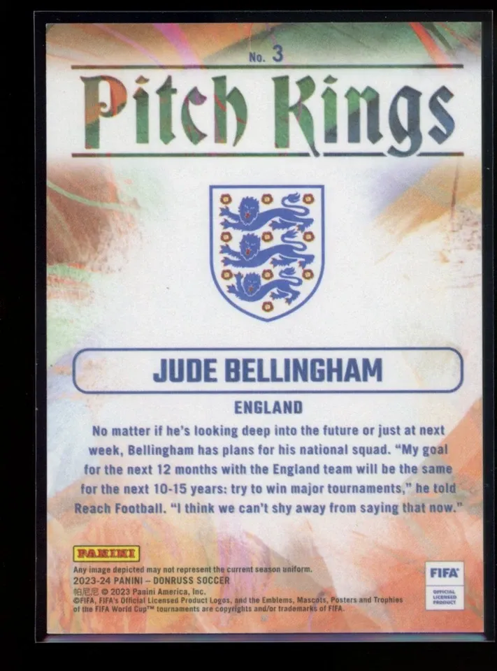 Topps Panini Card Tarjeta Cromo Barajita Jude Bellingham Panini 2023 Donruss Pitch Kings