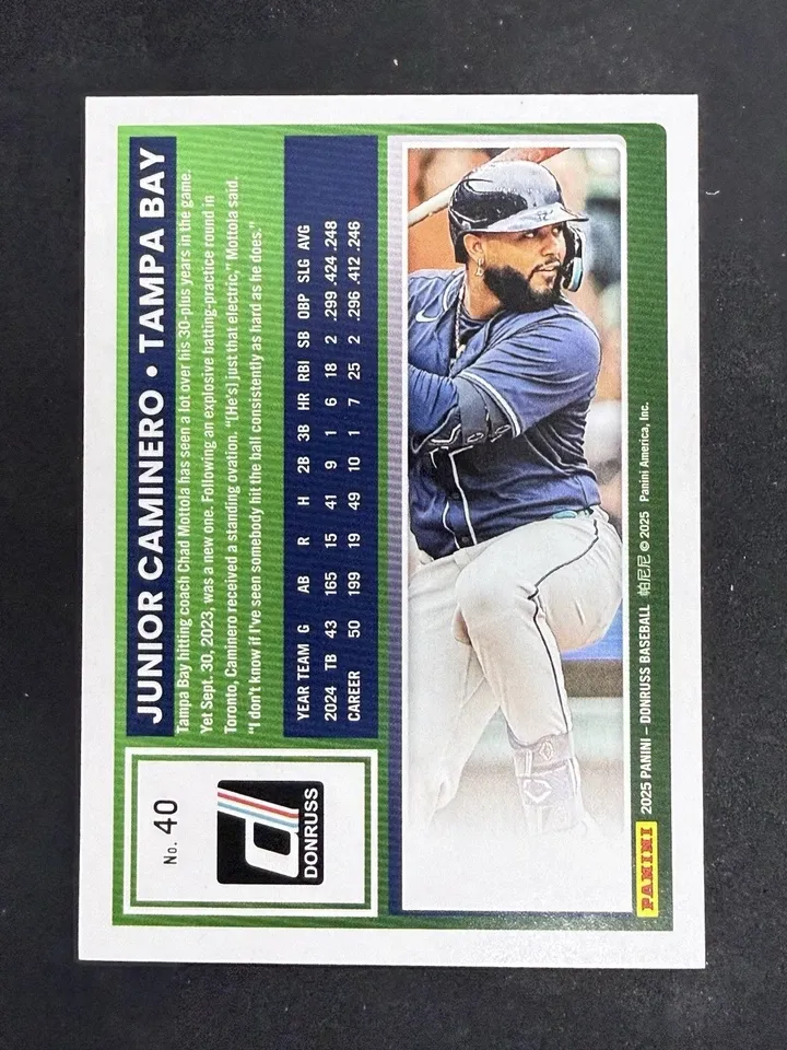 Topps Panini Card Tarjeta Cromo Barajita Junior Caminero Panini 2025 Donruss
