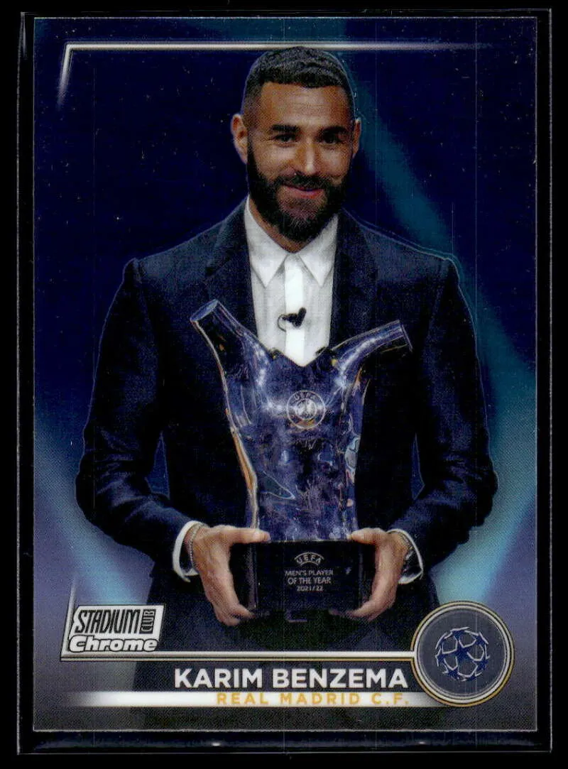 Topps Panini Card Tarjeta Cromo Barajita Karim Benzema Topps 2022-2023 Chrome Stadium Club Uefa Soccer