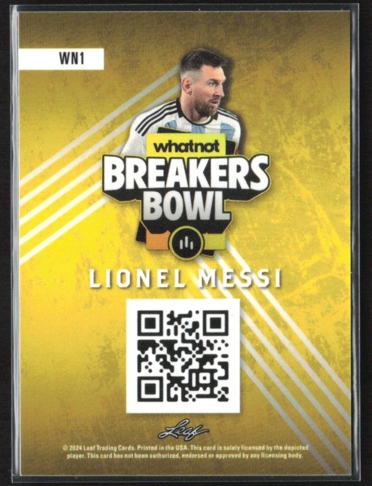 Topps Panini Card Tarjeta Cromo Barajita Lionel Messi Leaf 2024 Creadas solo para la convencion de coleccionismo deportivo para la competencia de breakers