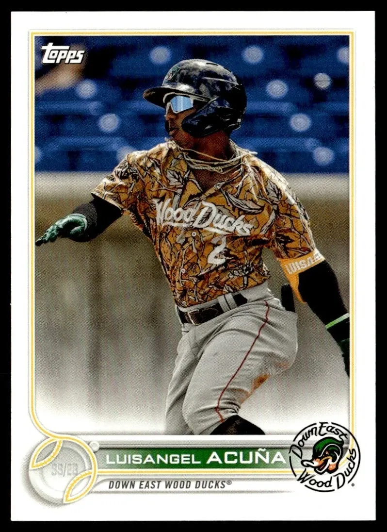 Topps Panini Card Tarjeta Cromo Barajita Luisangel Acuña Topps 2022 Liga Menor Pre Rookiecard RC Pro Debut Team Down East Wood Ducks