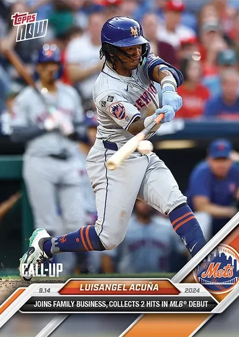 Topps Panini Card Tarjeta Cromo Barajita Luisangel Acuña Topps 2024 Now 1st Hit En Mlb (call Up Primera Topps Now)