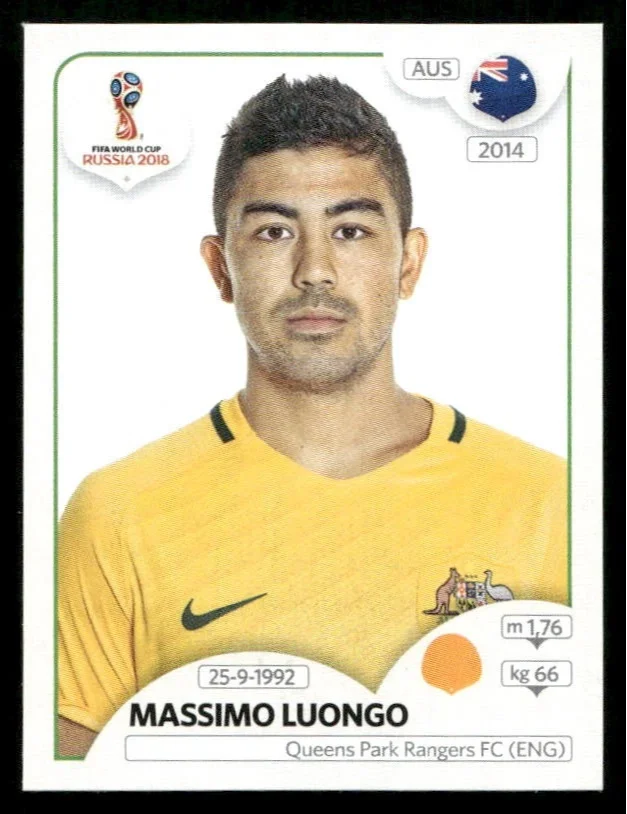 Topps Panini Card Tarjeta Cromo Barajita Massimo Luongo Panini 2018 World Cup Russia Sticker