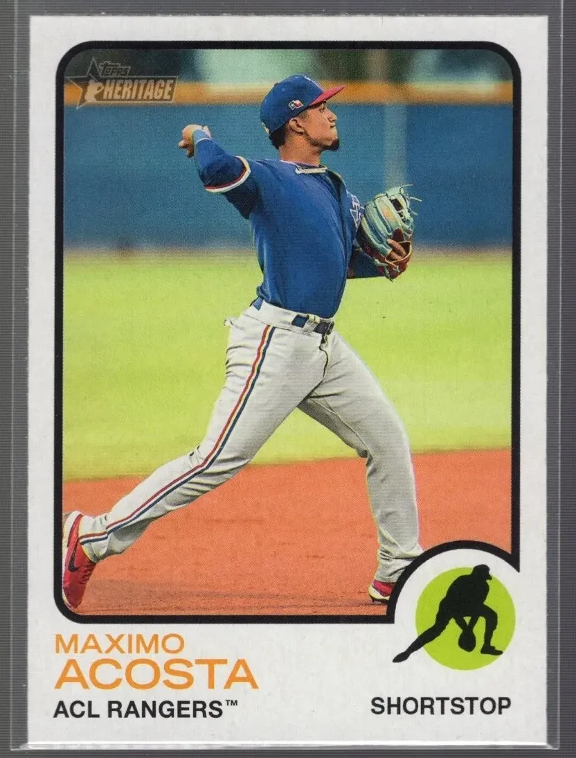 Topps Panini Card Tarjeta Cromo Barajita Maximo Acosta Topps 2022 Heritage Minor League Pre Rookie Card